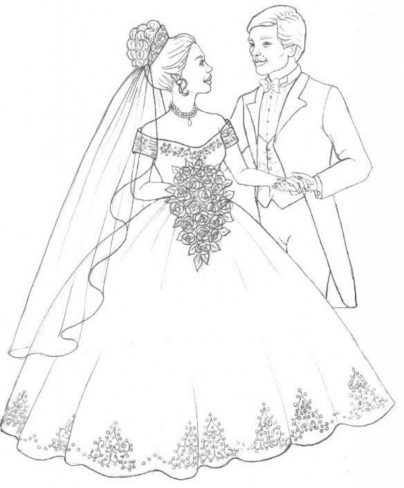 wedding dress coloring pages free