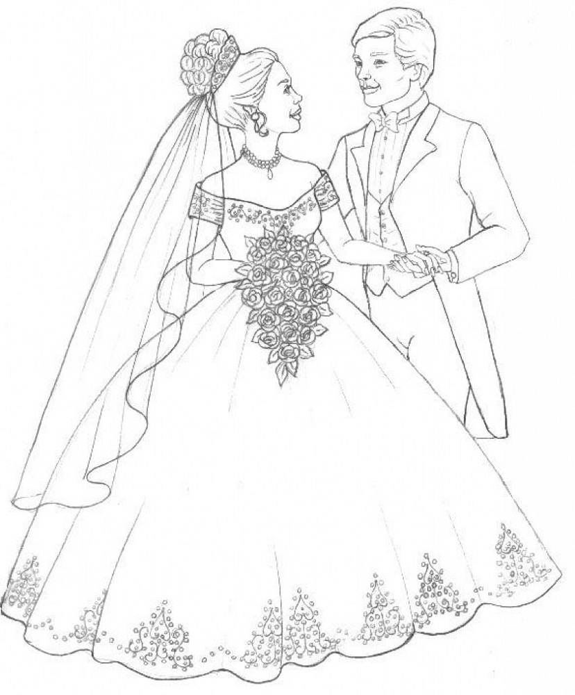 Wedding Dress Coloring Pages for Girls | Activity Shelter