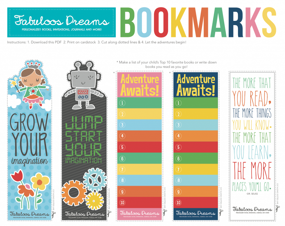 Kids Printable Bookmarks