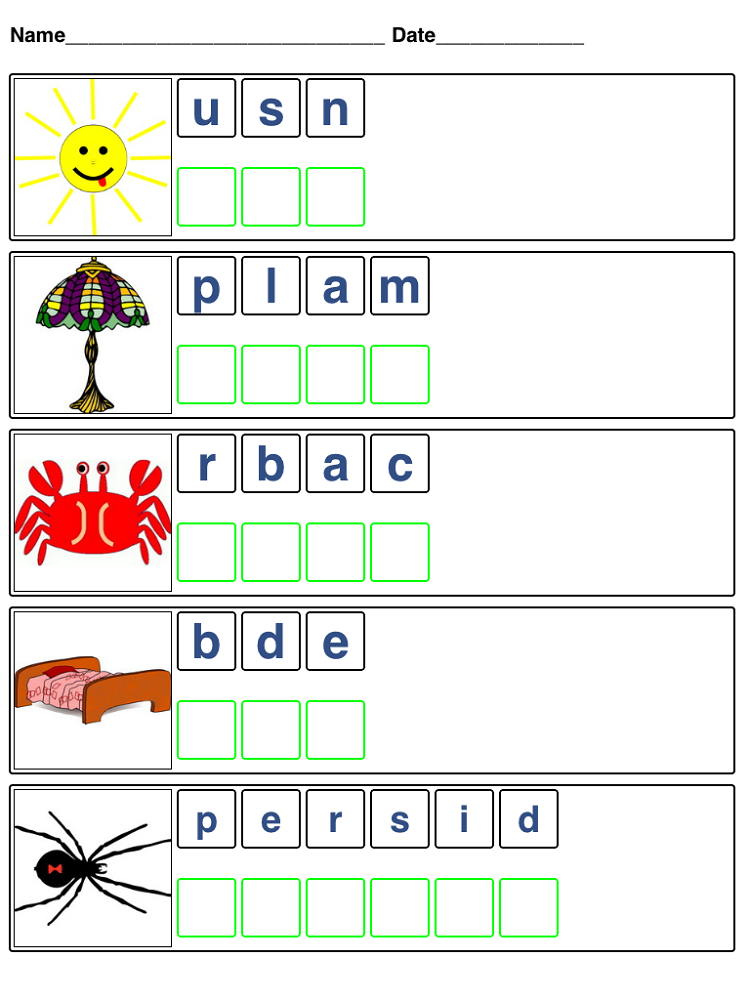 Kids Printable Scramble