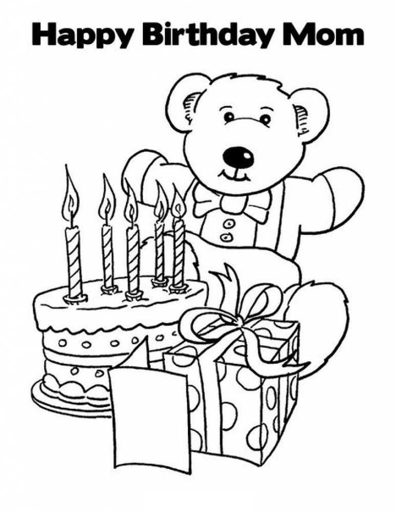 Happy Birthday Mom Printable Coloring Cards