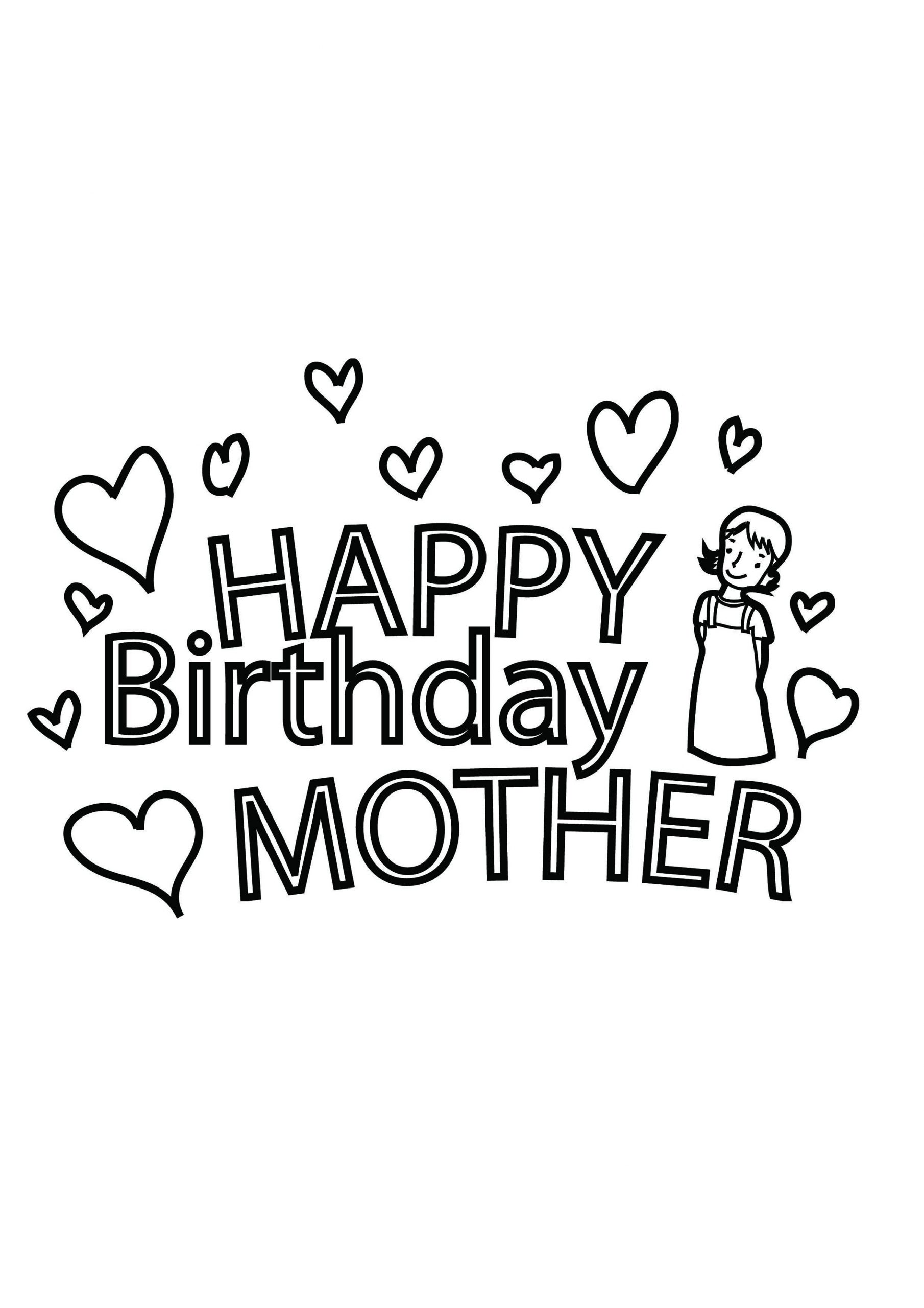 happy birthday mom coloring page easy.