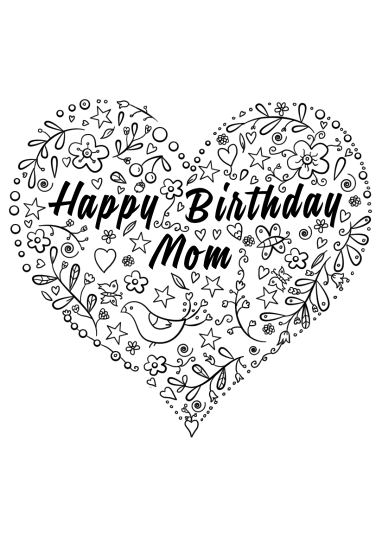 happy birthday mom coloring page free.