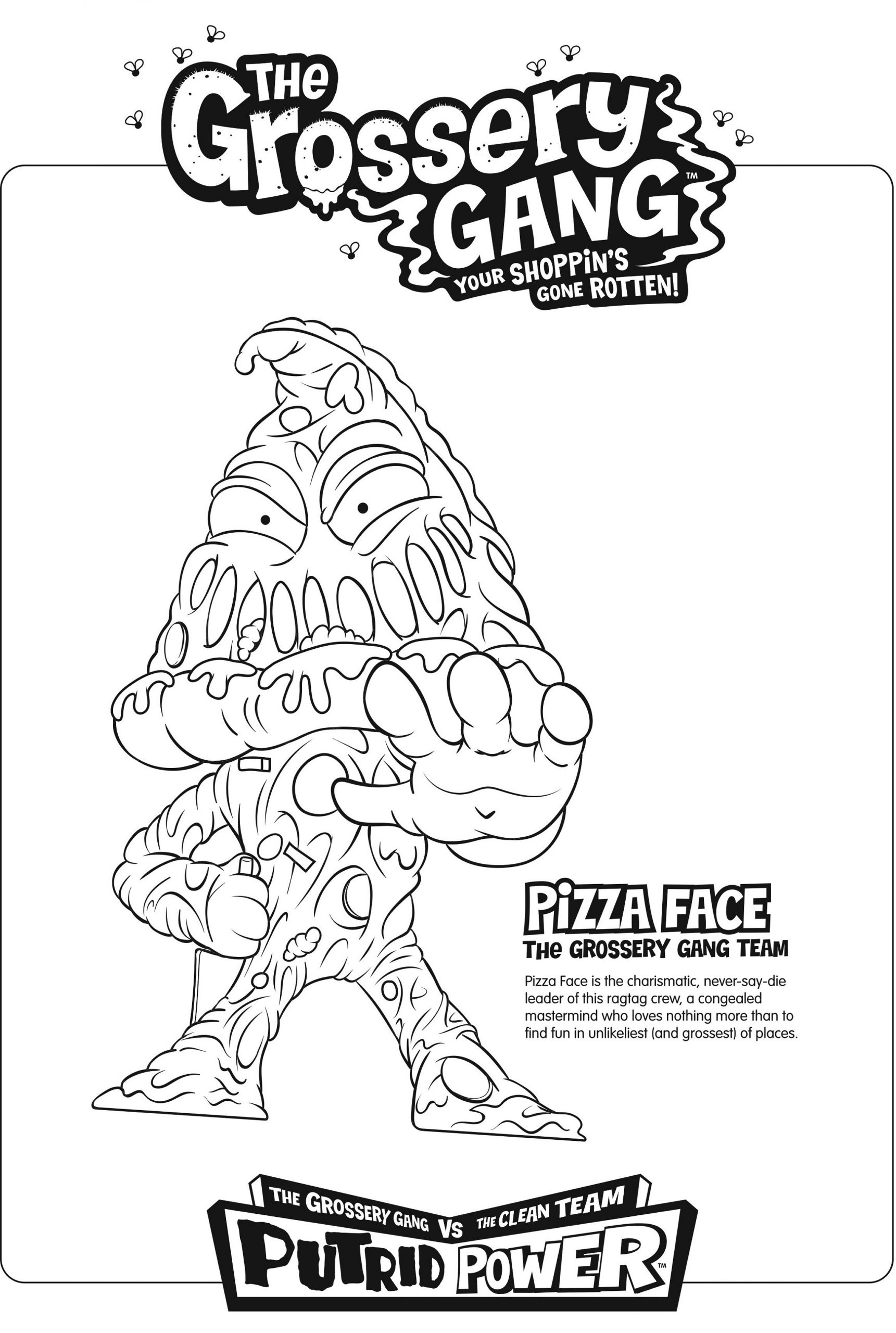 grossery gang coloring pages pizza face