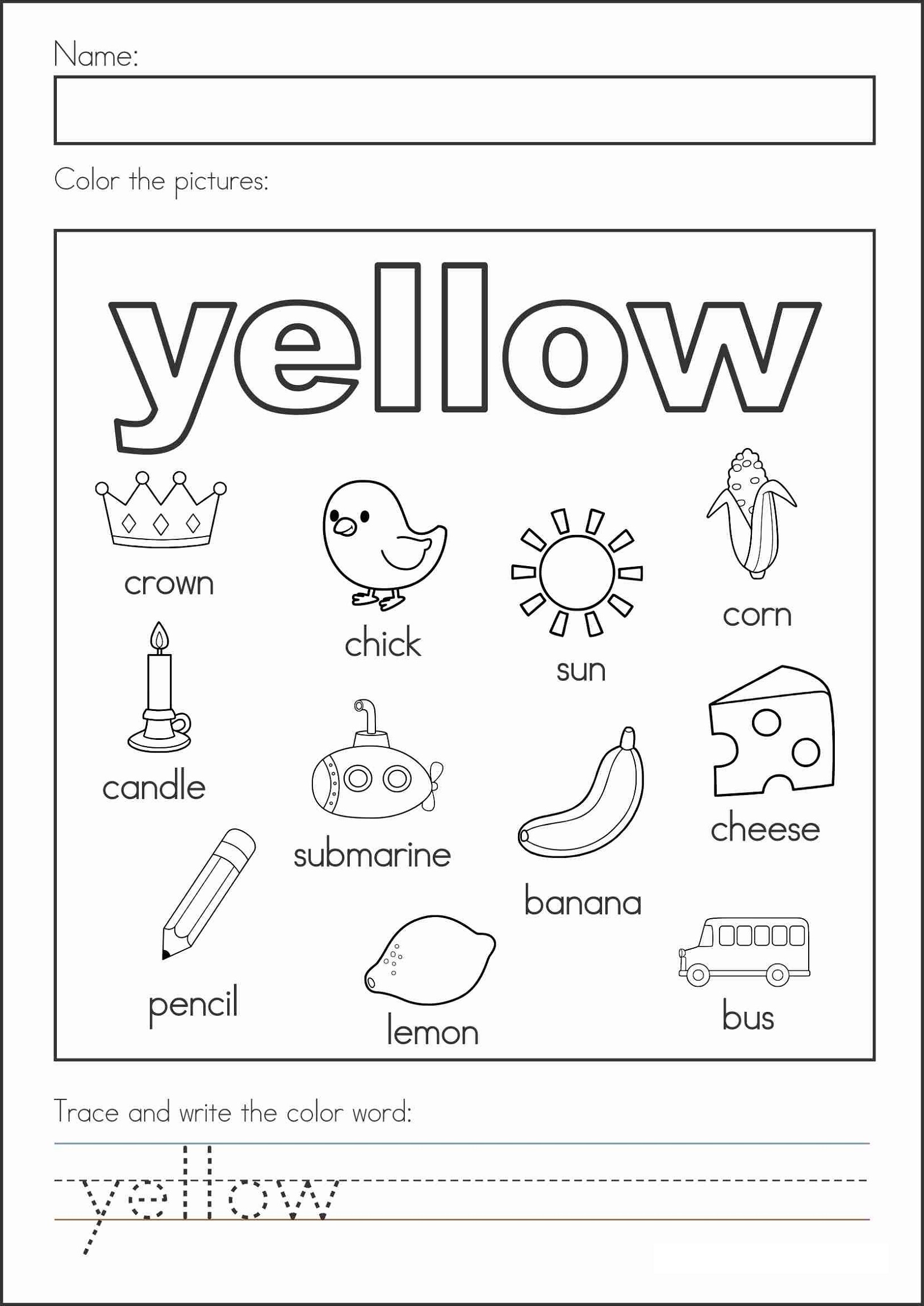 Free Printables For Kindergarten Colors