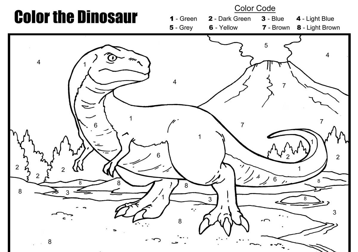 Free Printables For Kindergarten Dinosaur Color By Number