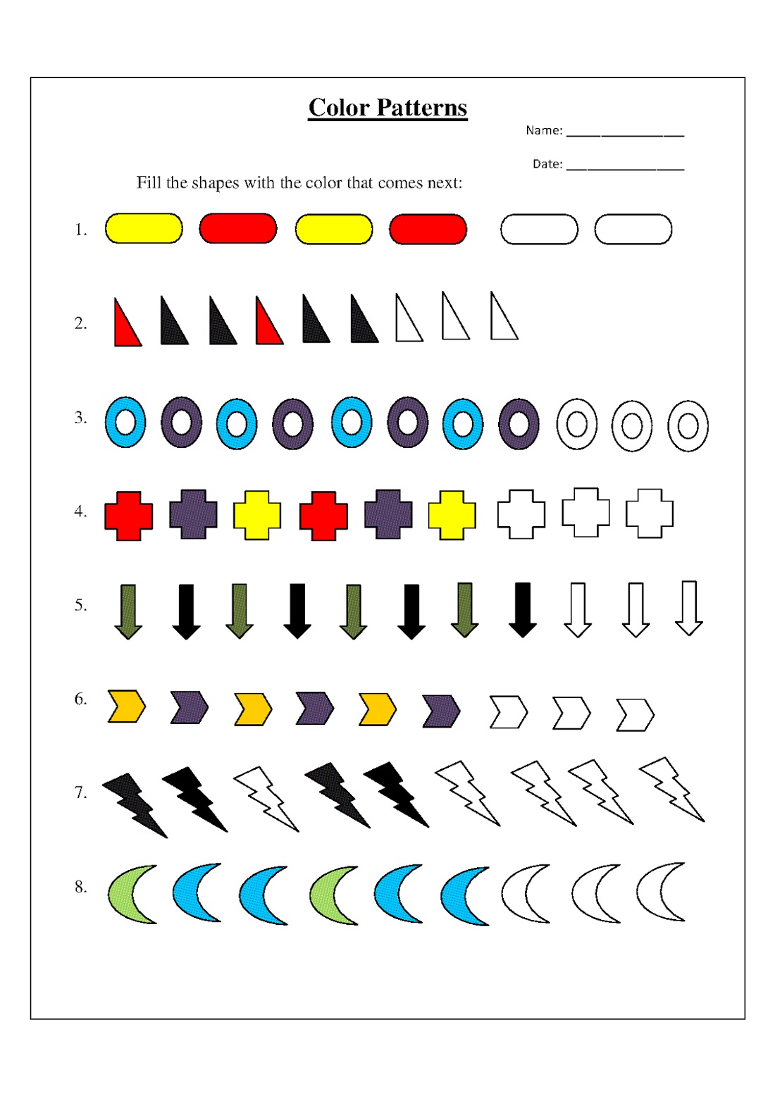 Free Printables For Kindergarten Pattern