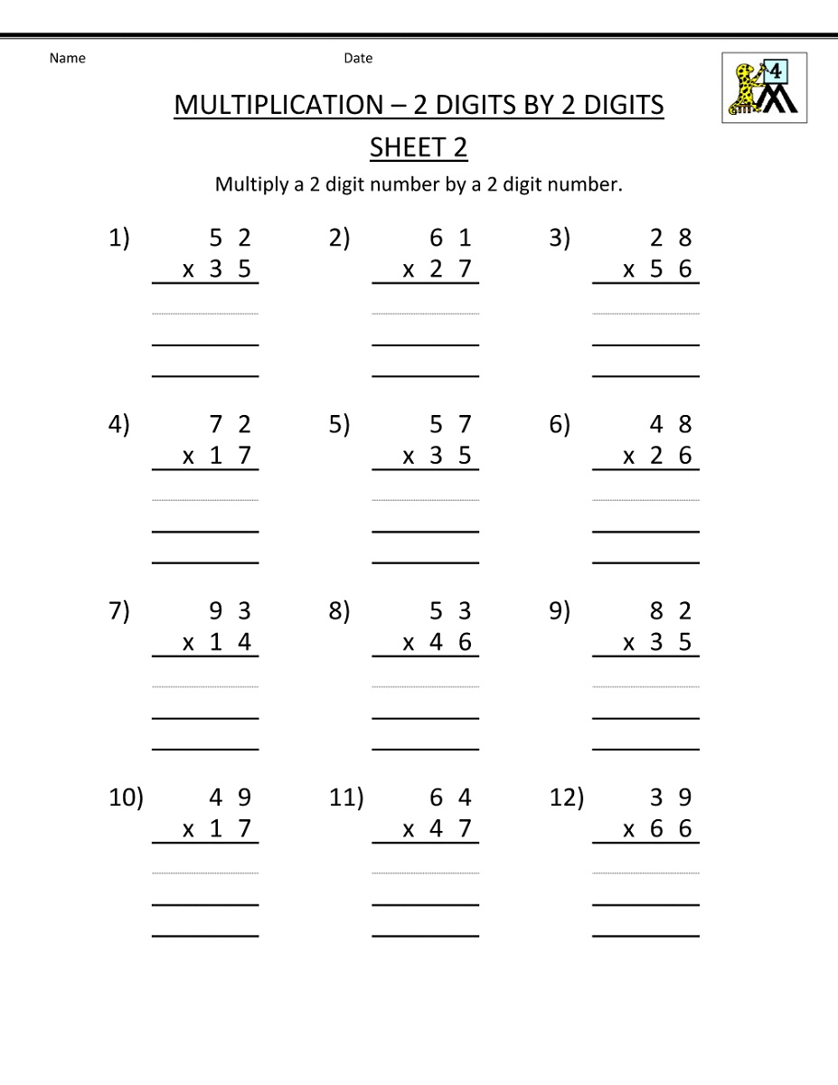 Grade 4 Math Worksheets Multiplication