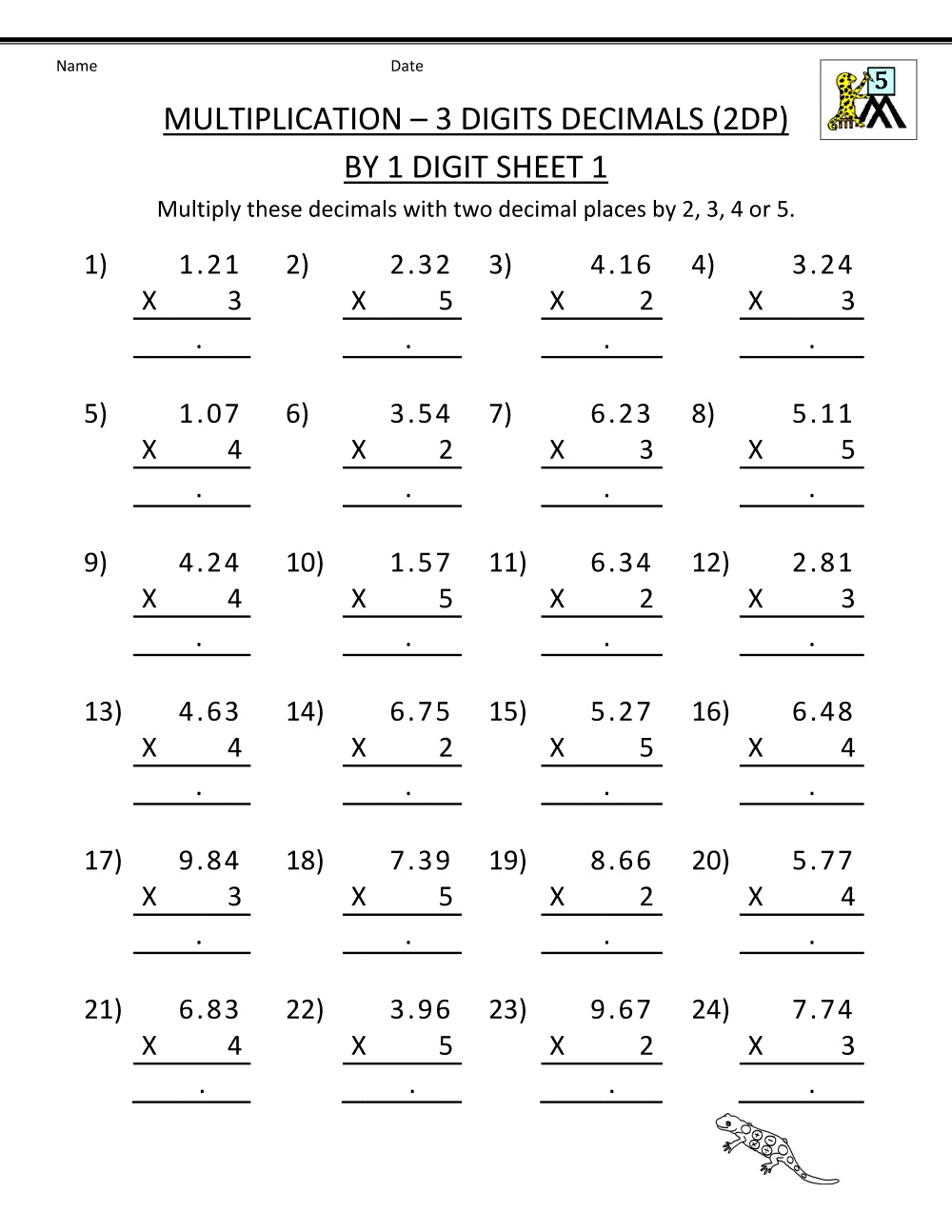 Grade 5 Math Worksheets Multiplication