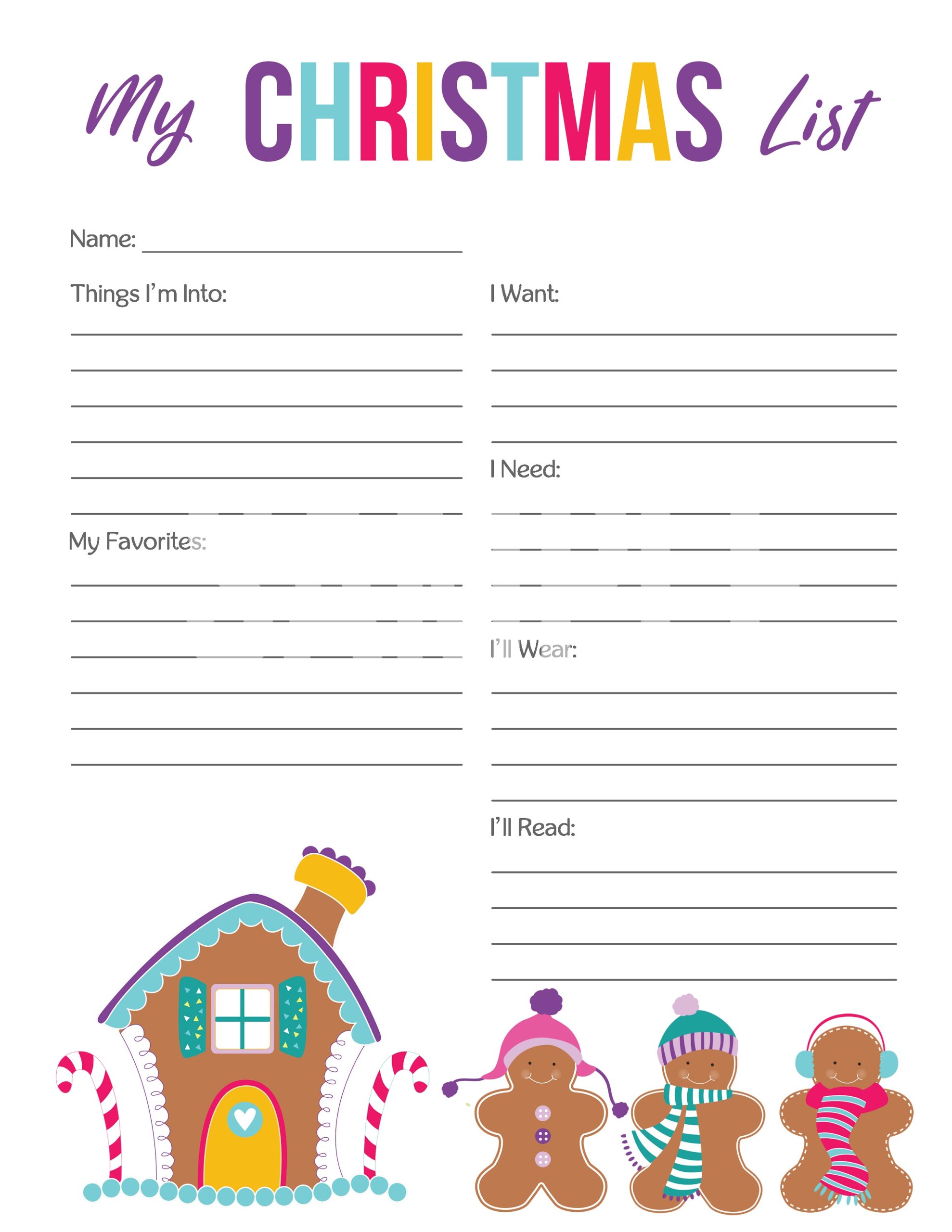 Christmas Printable Activities List