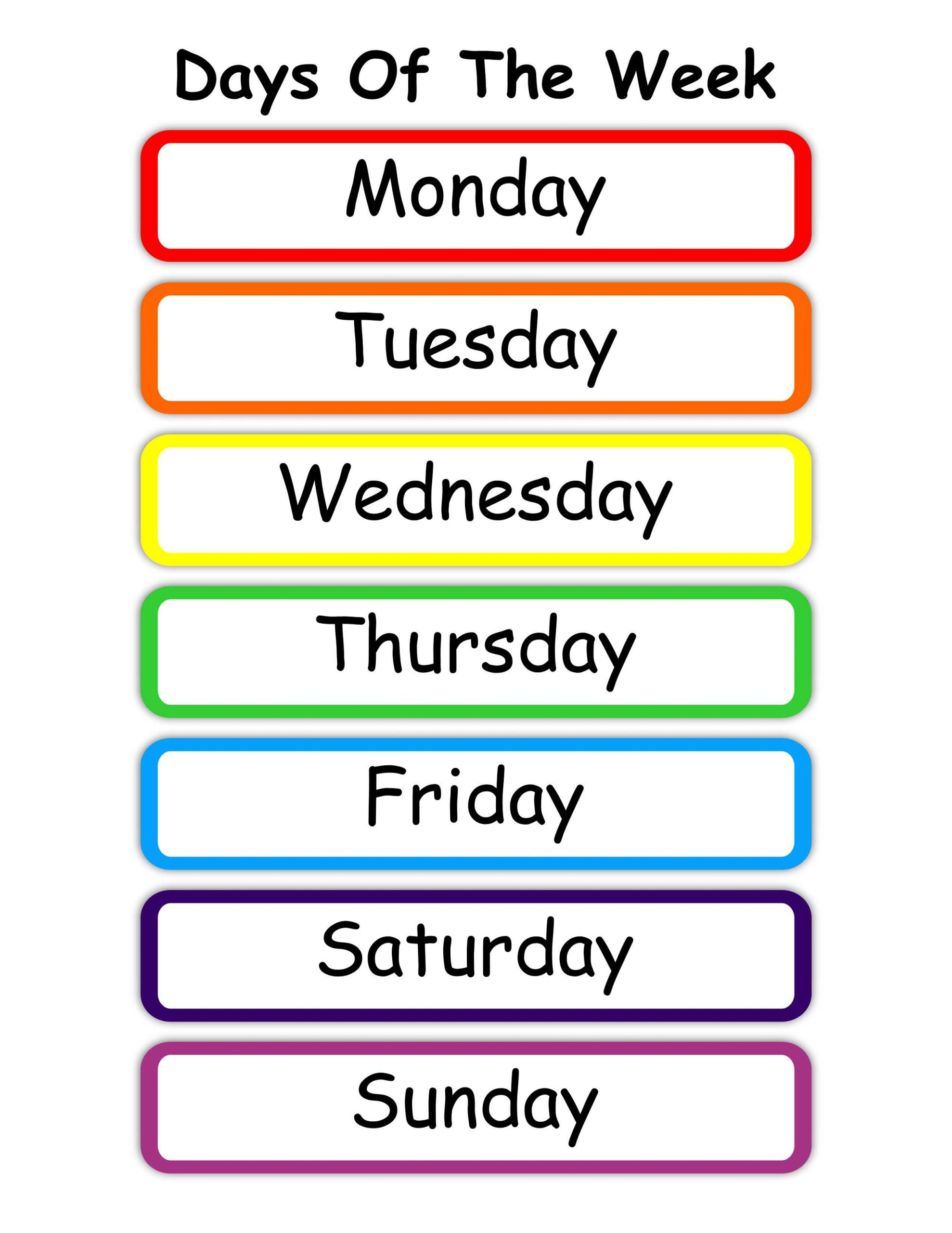 Days Of The Week Worksheet Colorful