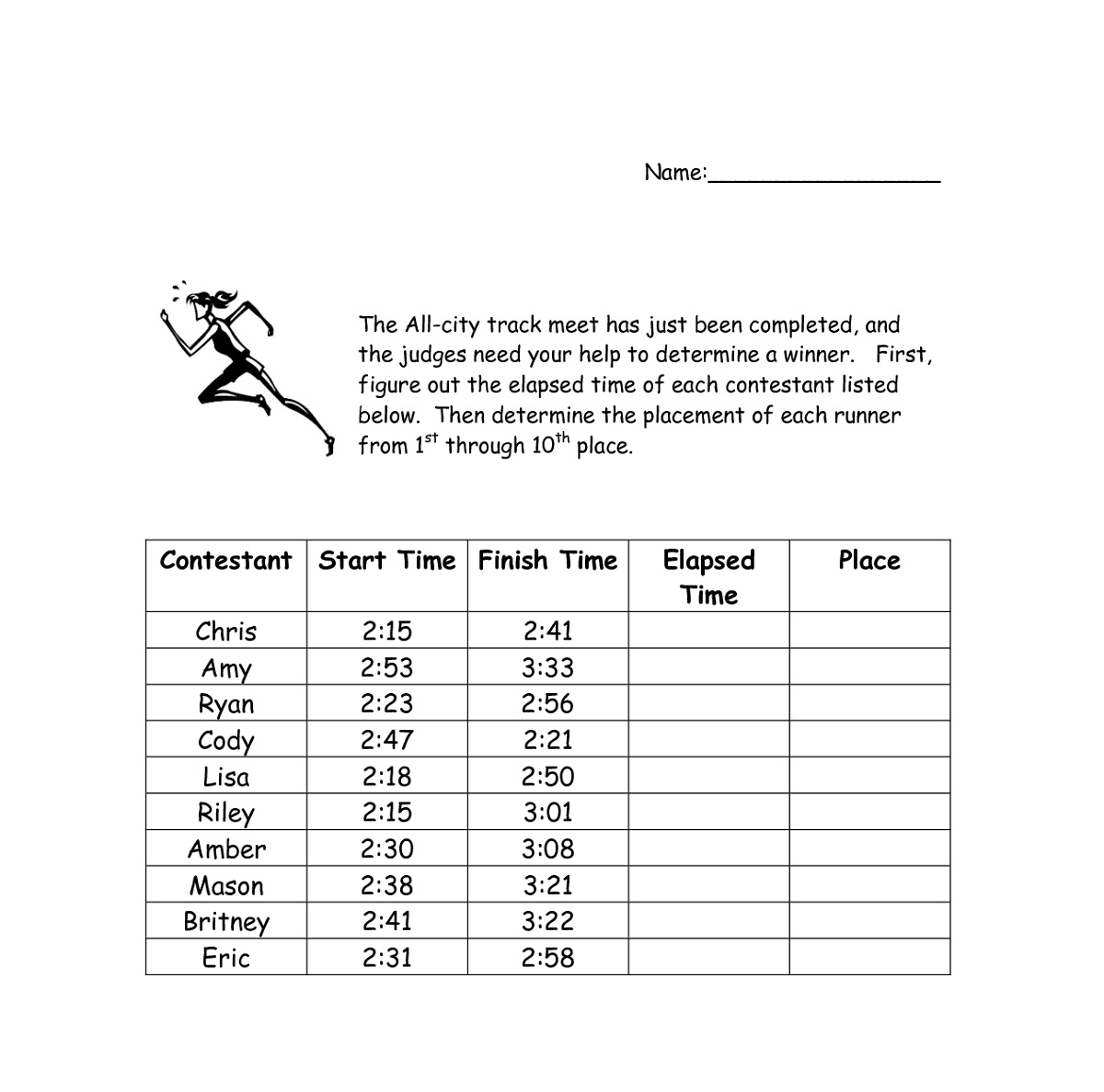 Elapsed Time Worksheets 4th Grade