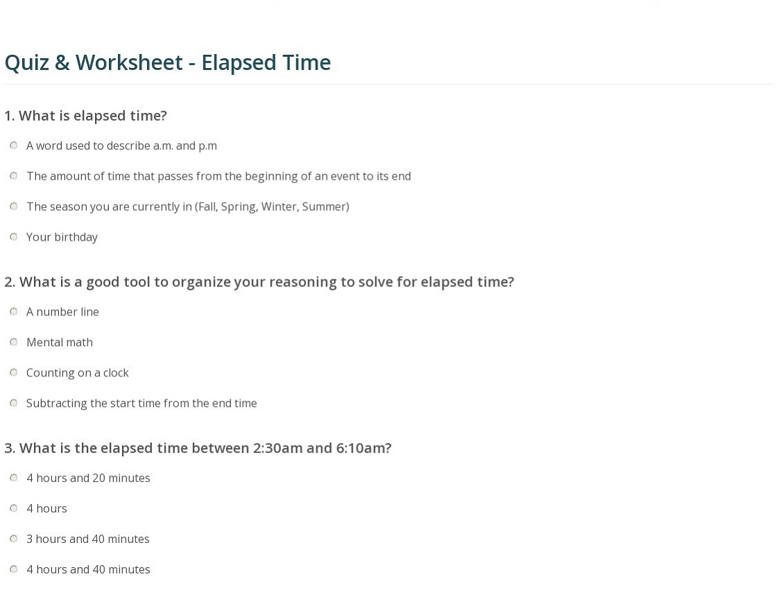 elapsed time number line worksheet