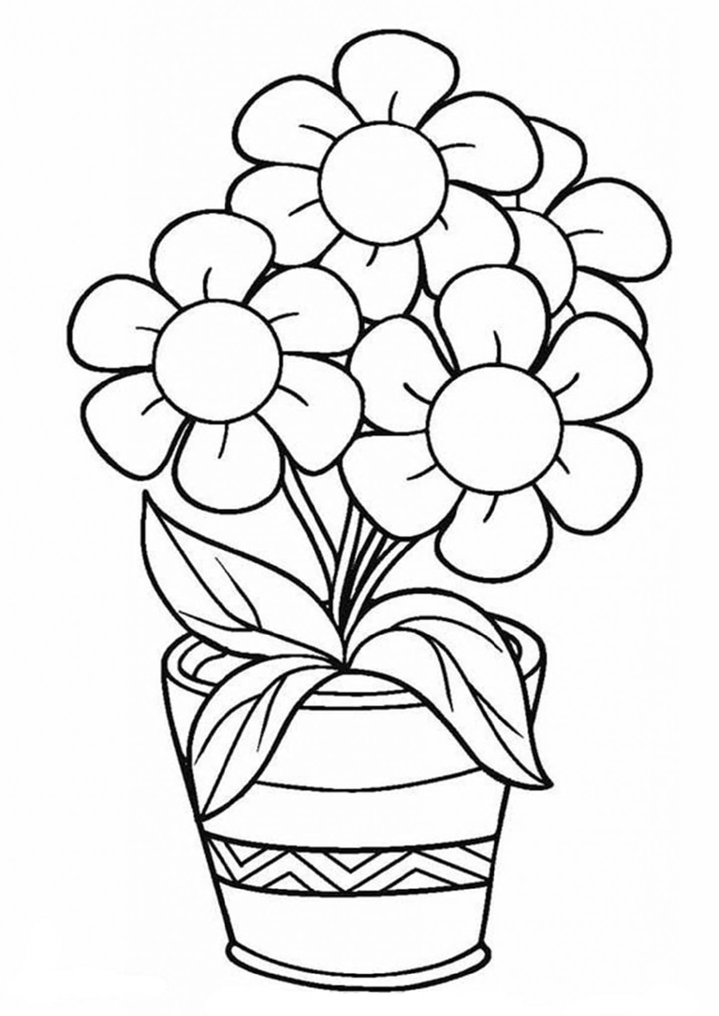 Easy Coloring Pages Printable Flower