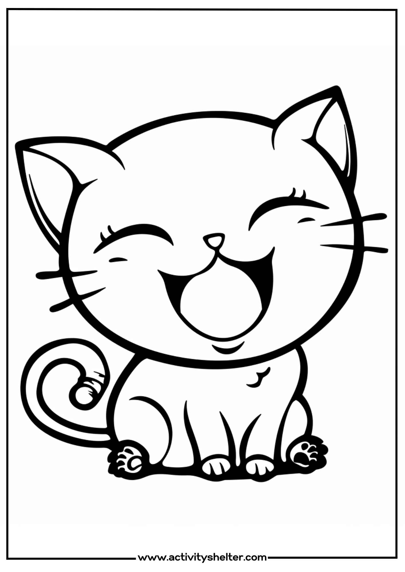 Adorable Laughing Kitten Coloring Pages