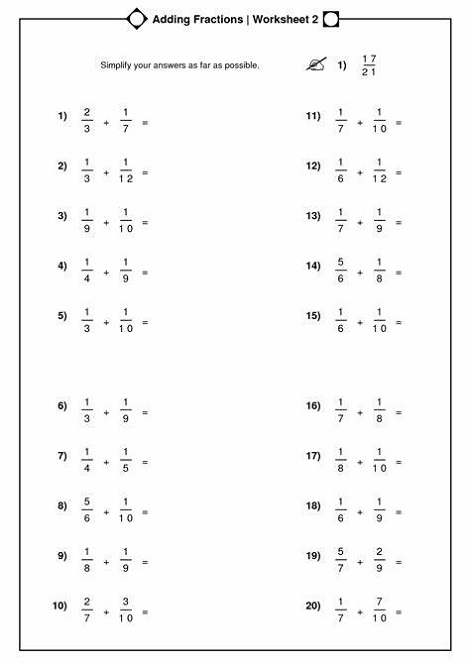 Fraction Multiplication Worksheet Subtracting