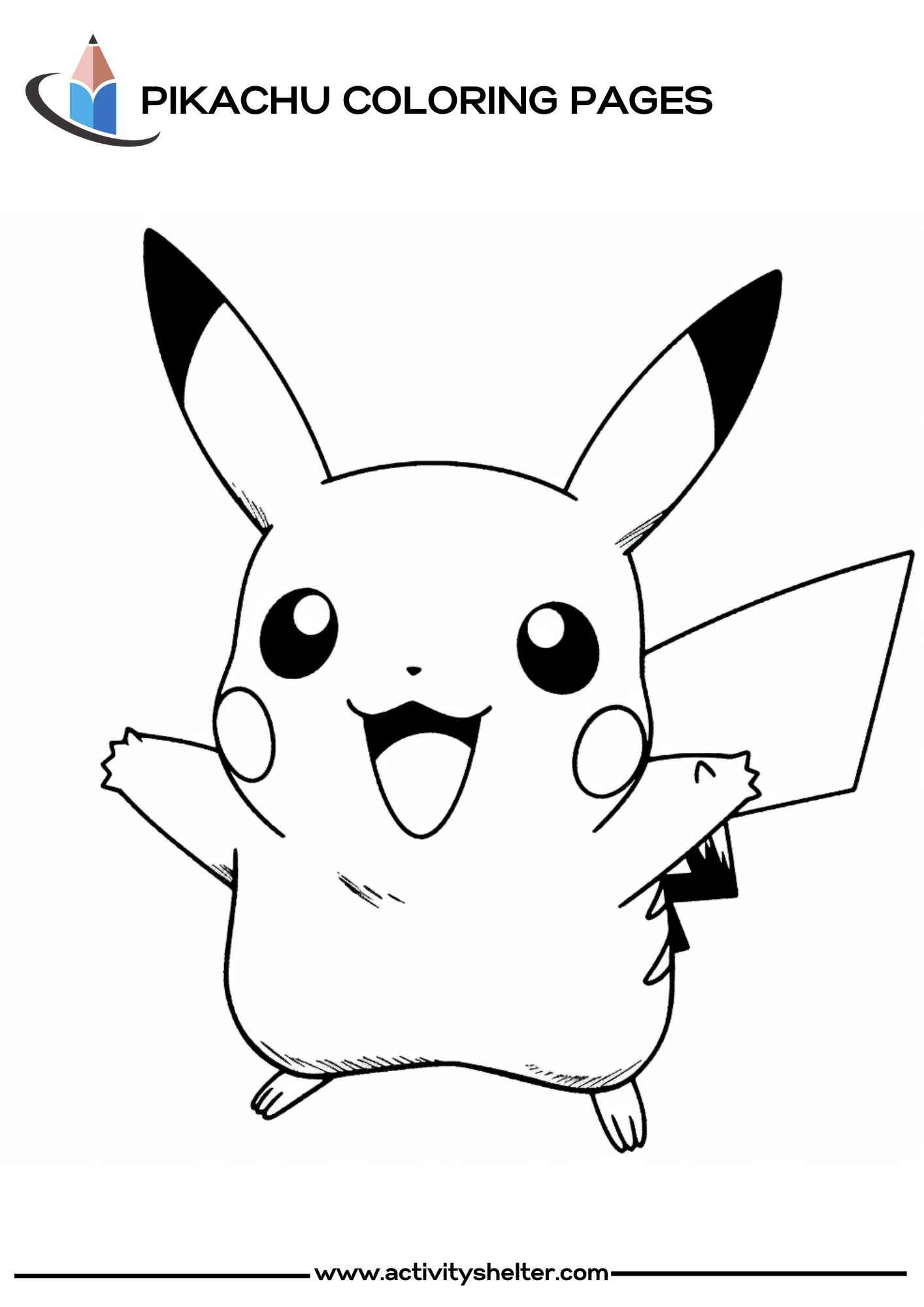 Free Coloring Pages of Pikachu Smiling