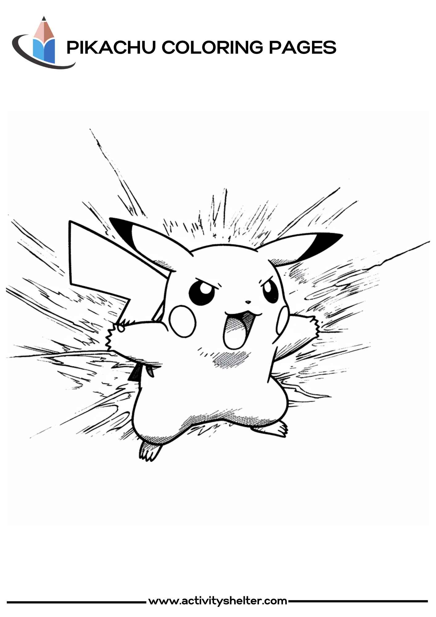 Free Pikachu Uses Electric Shock Coloring Pages