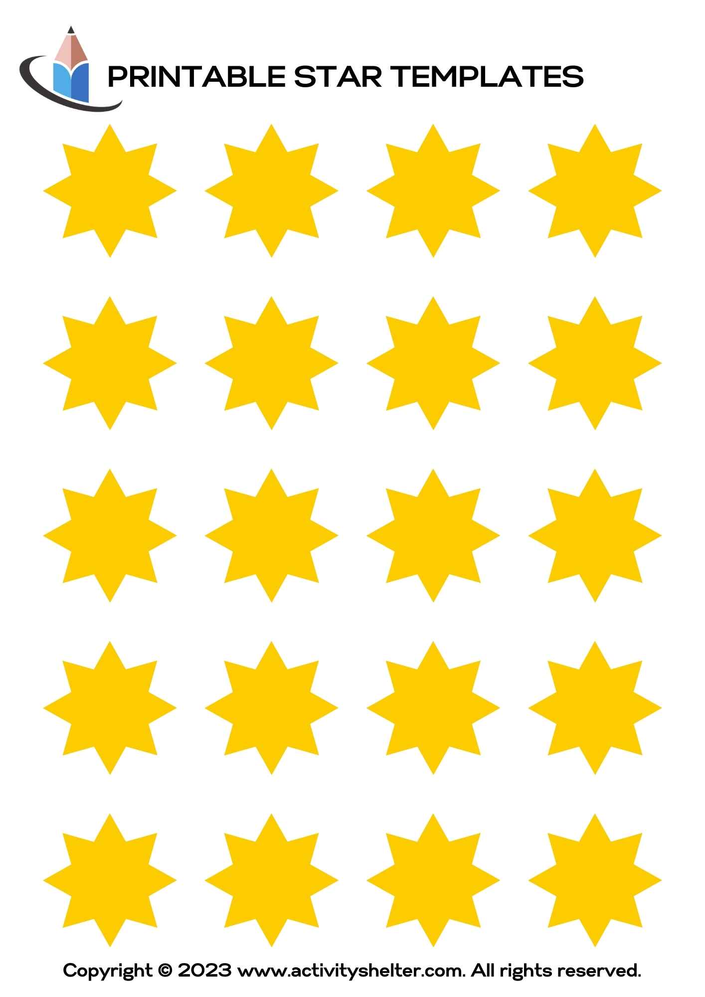 8 Pointed Free Star Printable Template