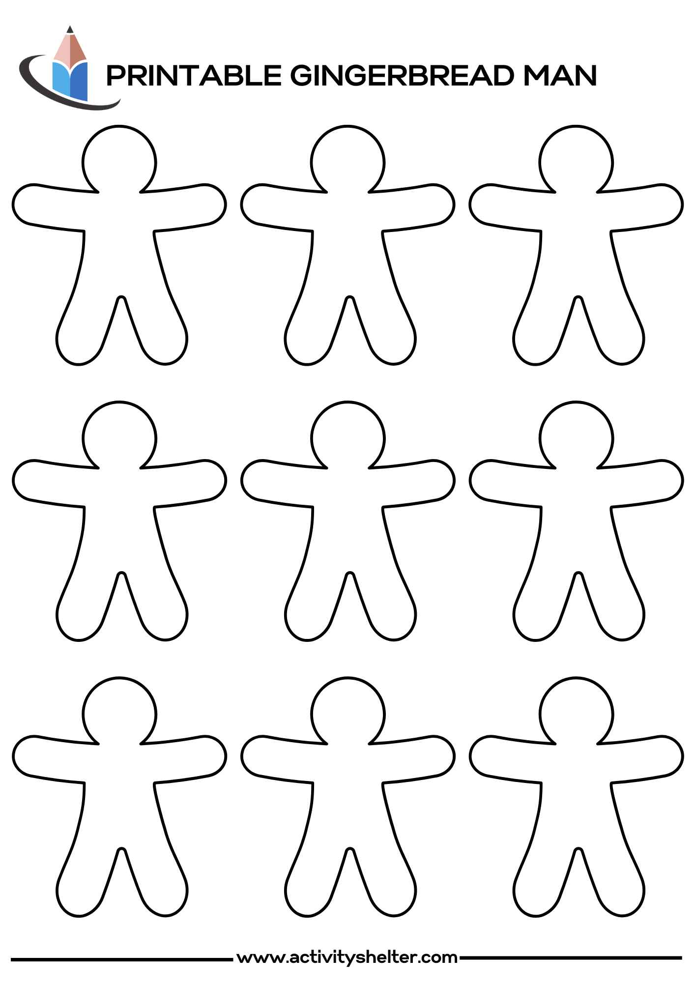 Gingerbread Man Template Printable Small Size