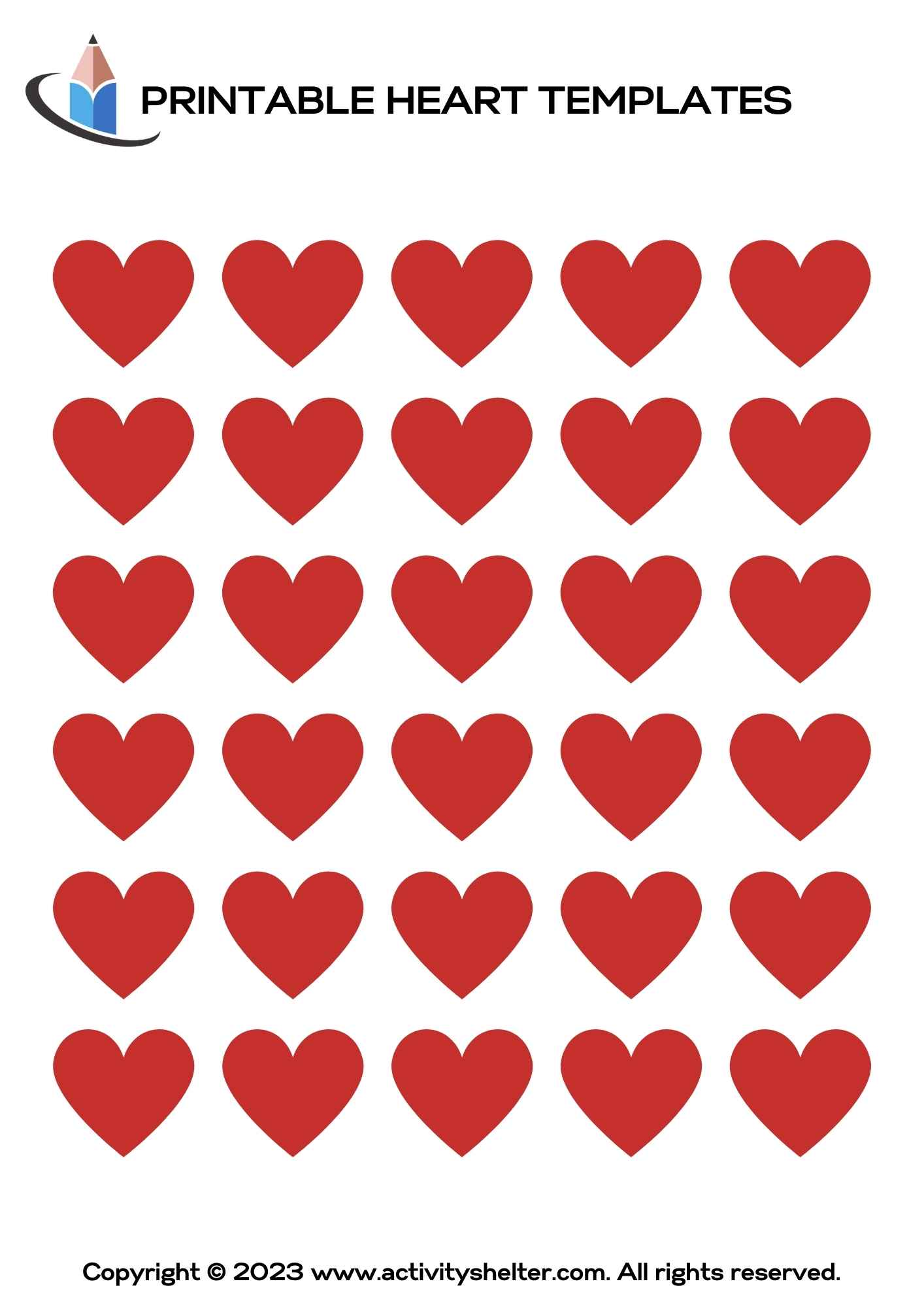 Heart Template Printable Free Extra Small Size