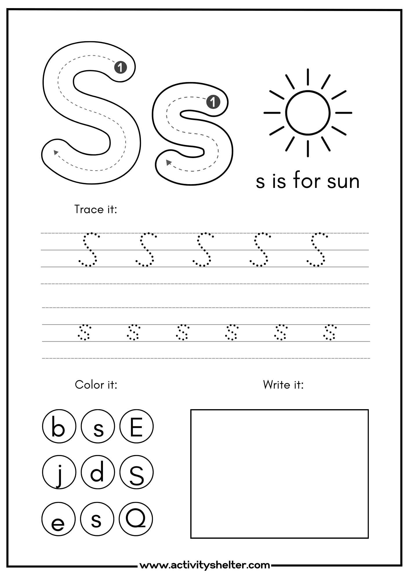 Letter S Printable Worksheets