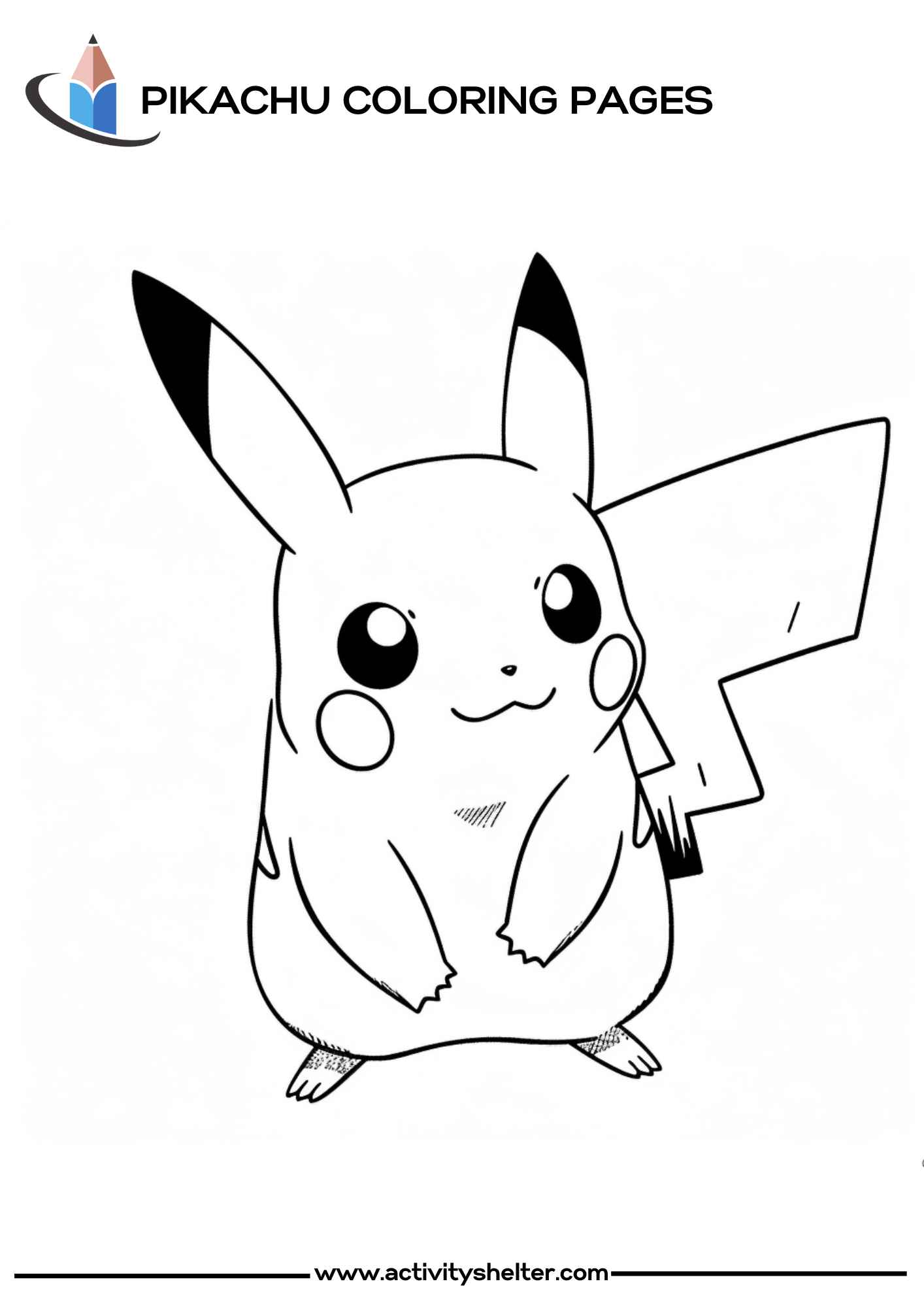 Adorable Pikachu Coloring Page Printable