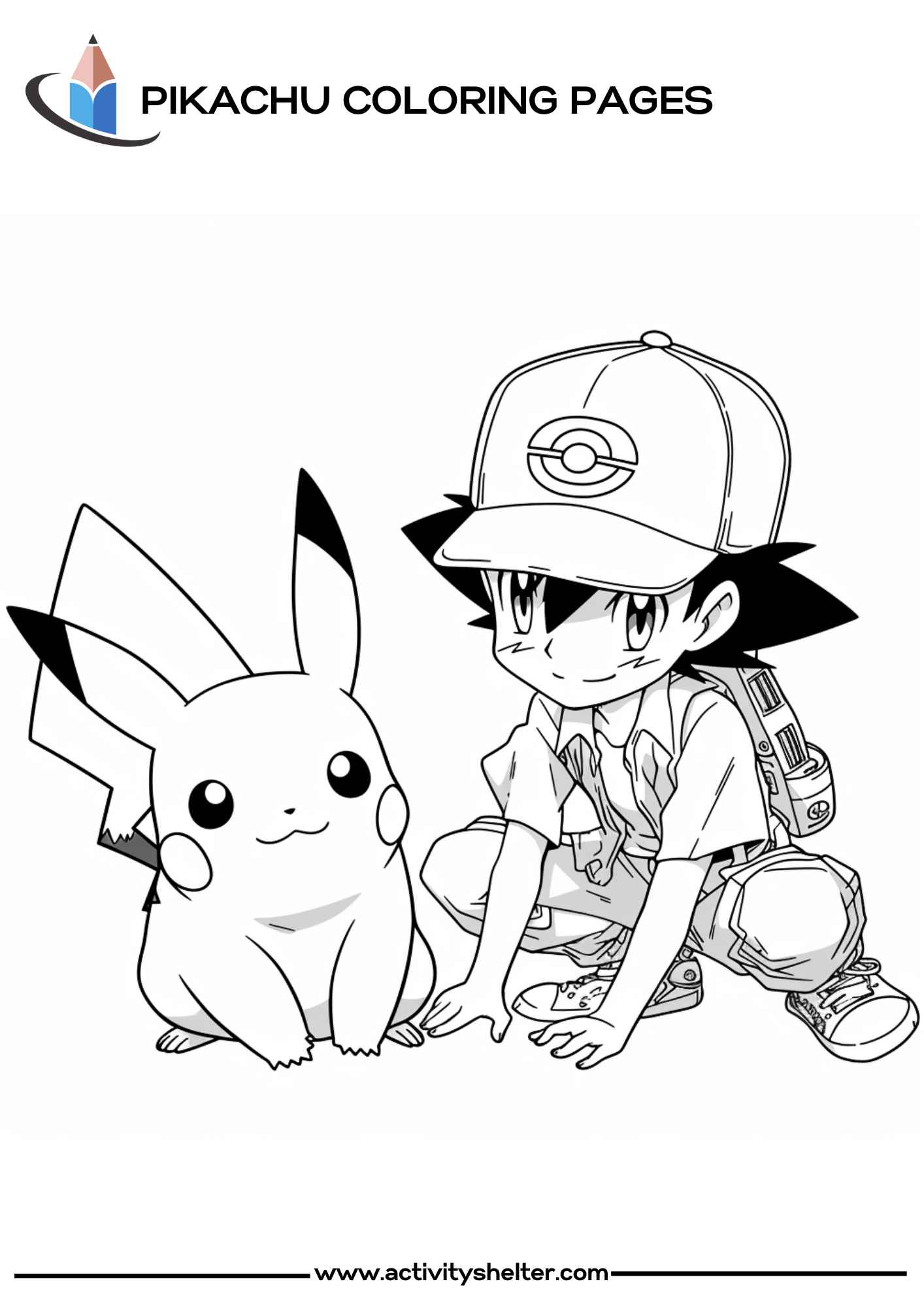 Ash and Pikachu Coloring Pages Printable