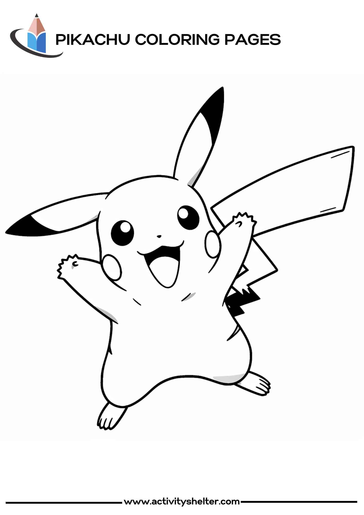 Pikachu Waving Hand Coloring Pages