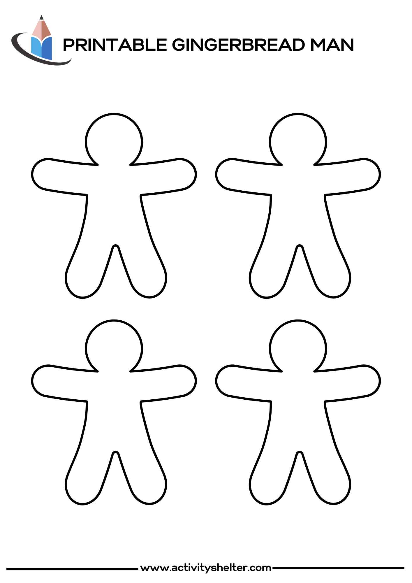 Printable Gingerbread Man Template Medium Size