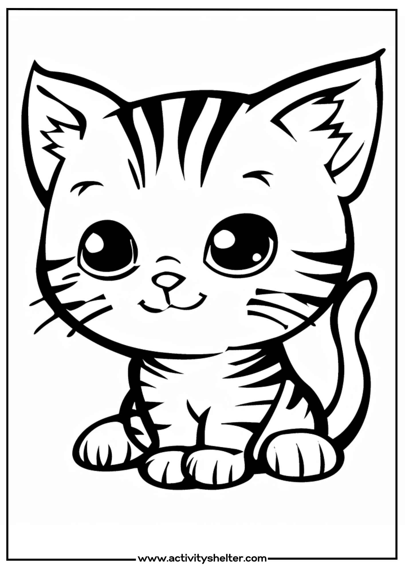 Realistic Kitten with Stripes Coloring Pages