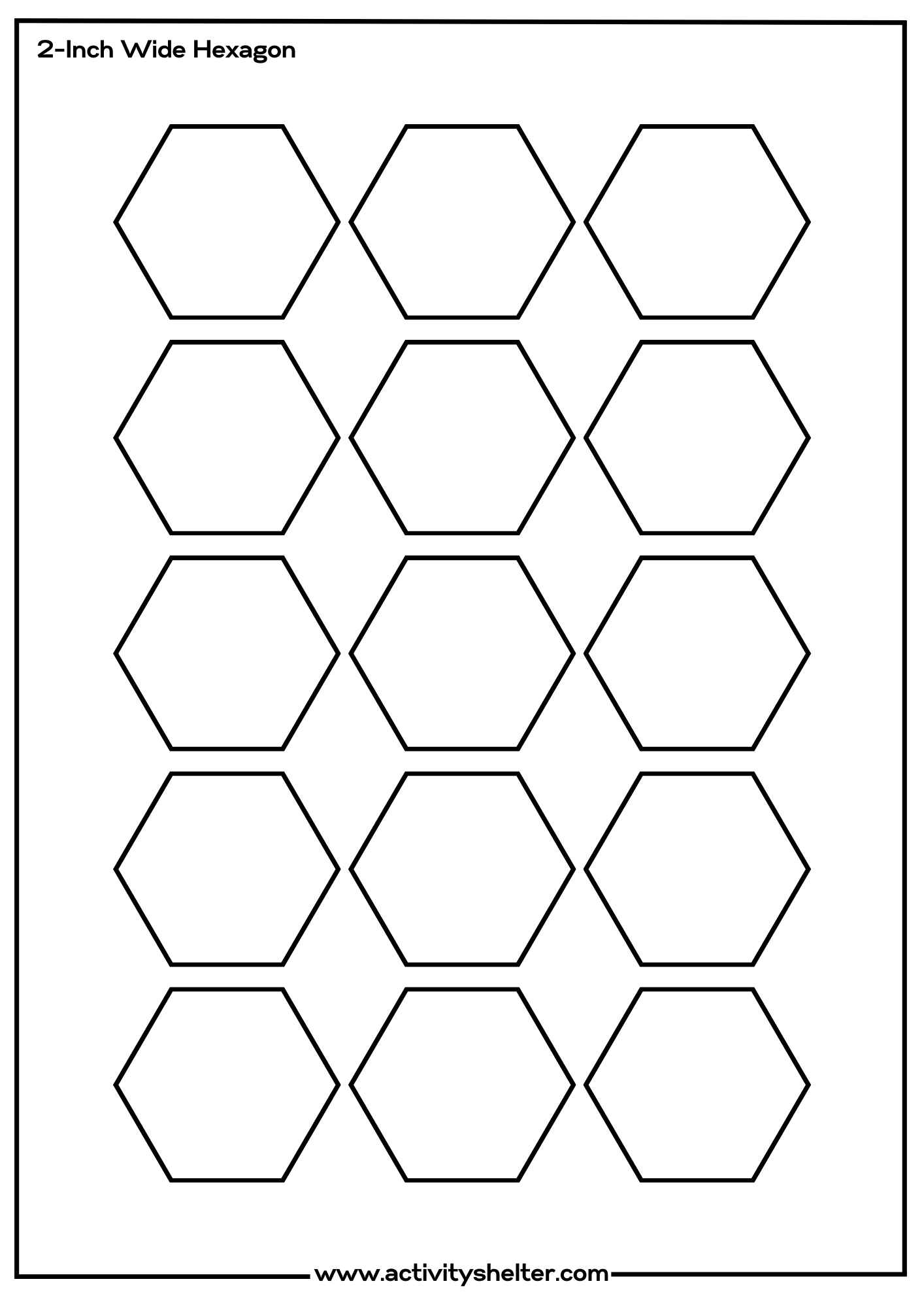 Hexagon Printable Template 2-Inch Wide