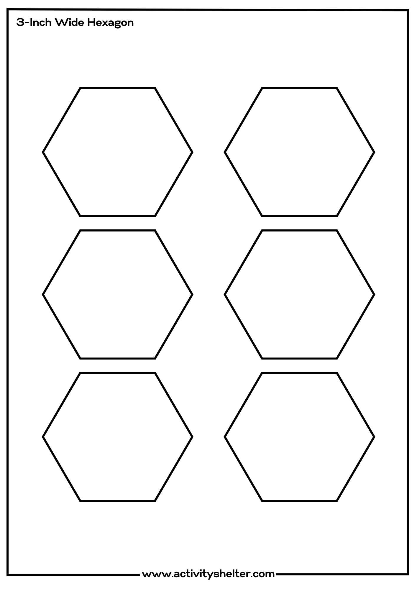 Hexagon Template Printable 3-Inch Wide