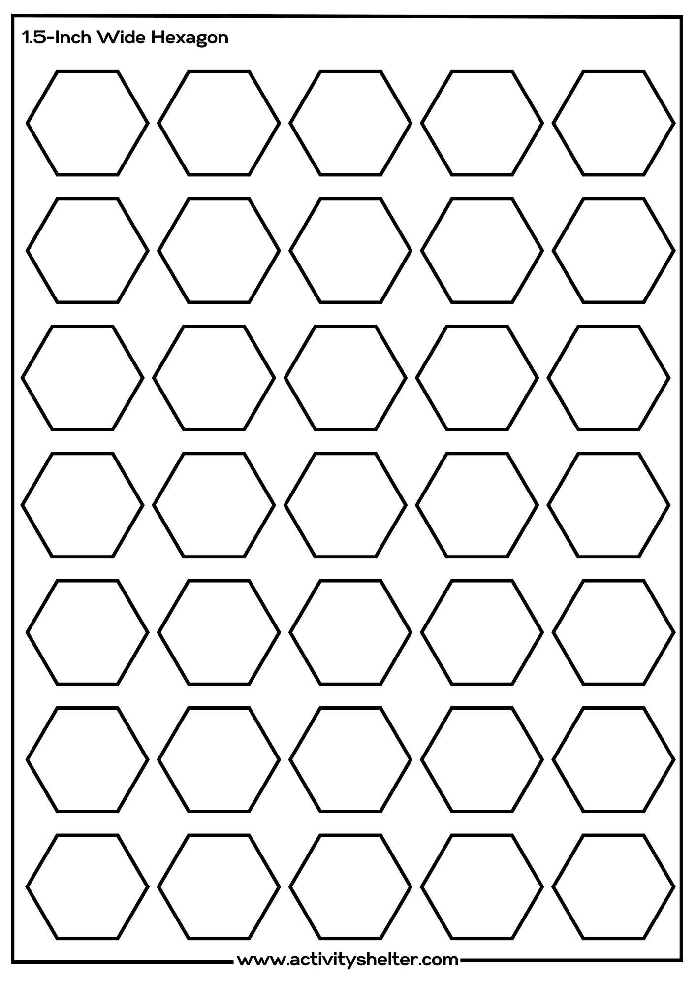 Hexagon Templates to Print 1.5-Inch Wide