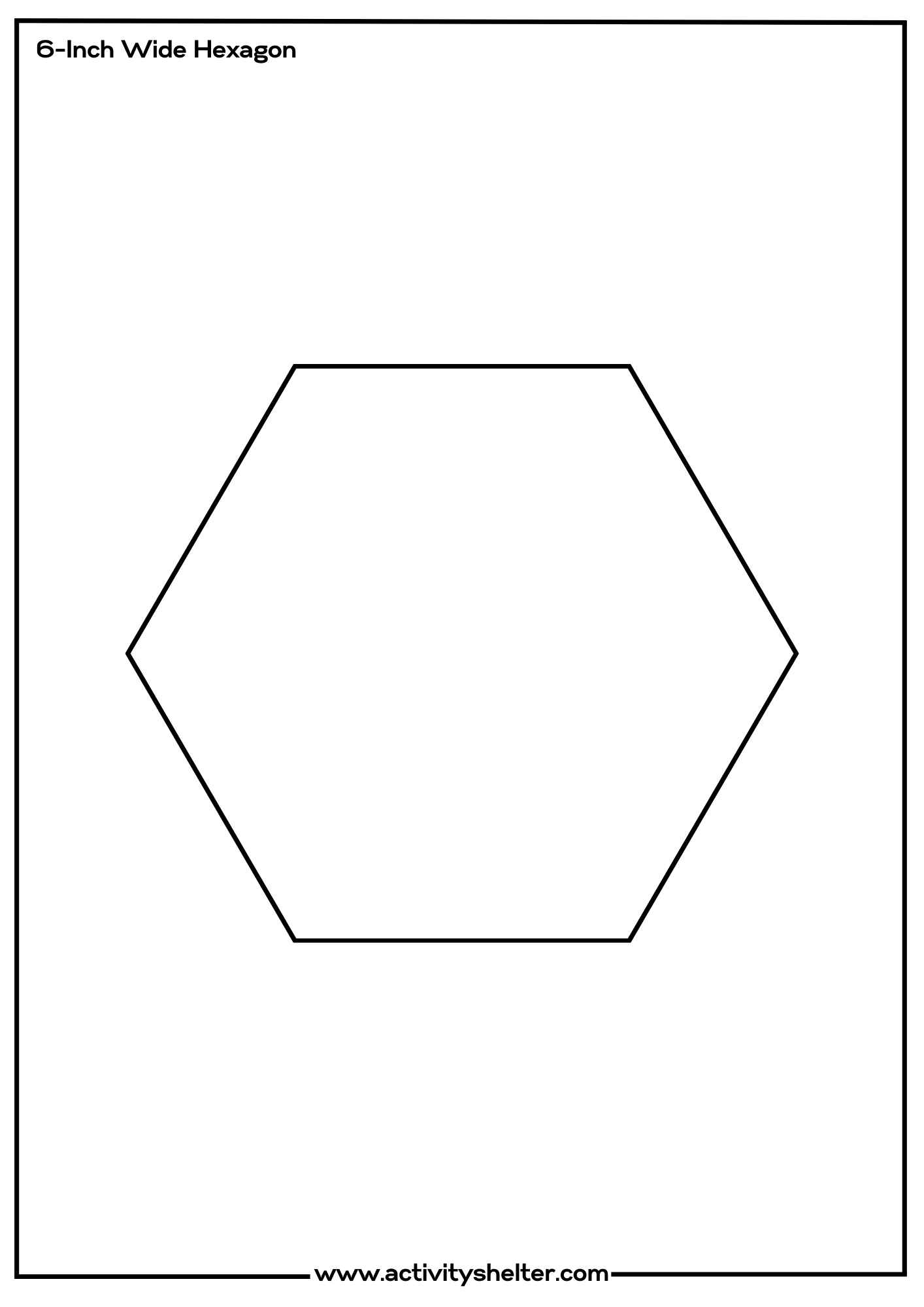 Printable Hexagon Template 6-Inch Wide