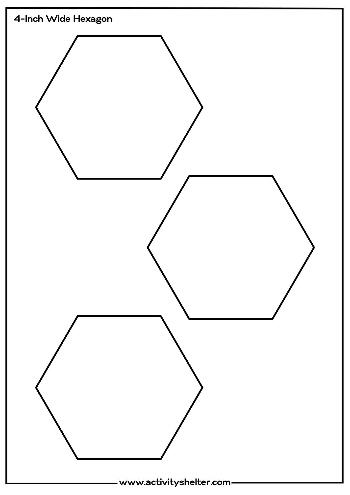 Template Hexagon Printable 4-Inch Wide