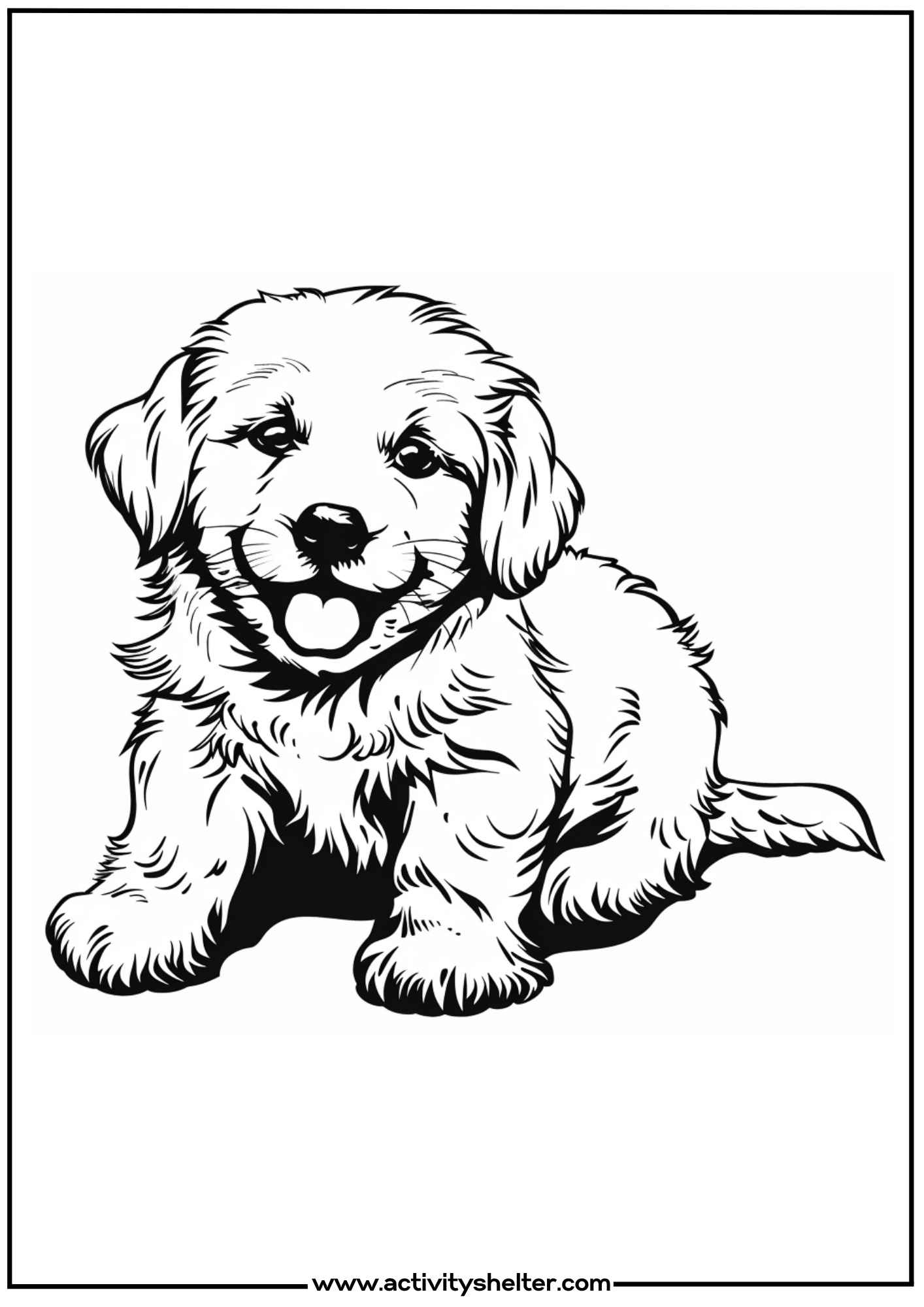 Coloring Pages of Golden Retriever Puppies