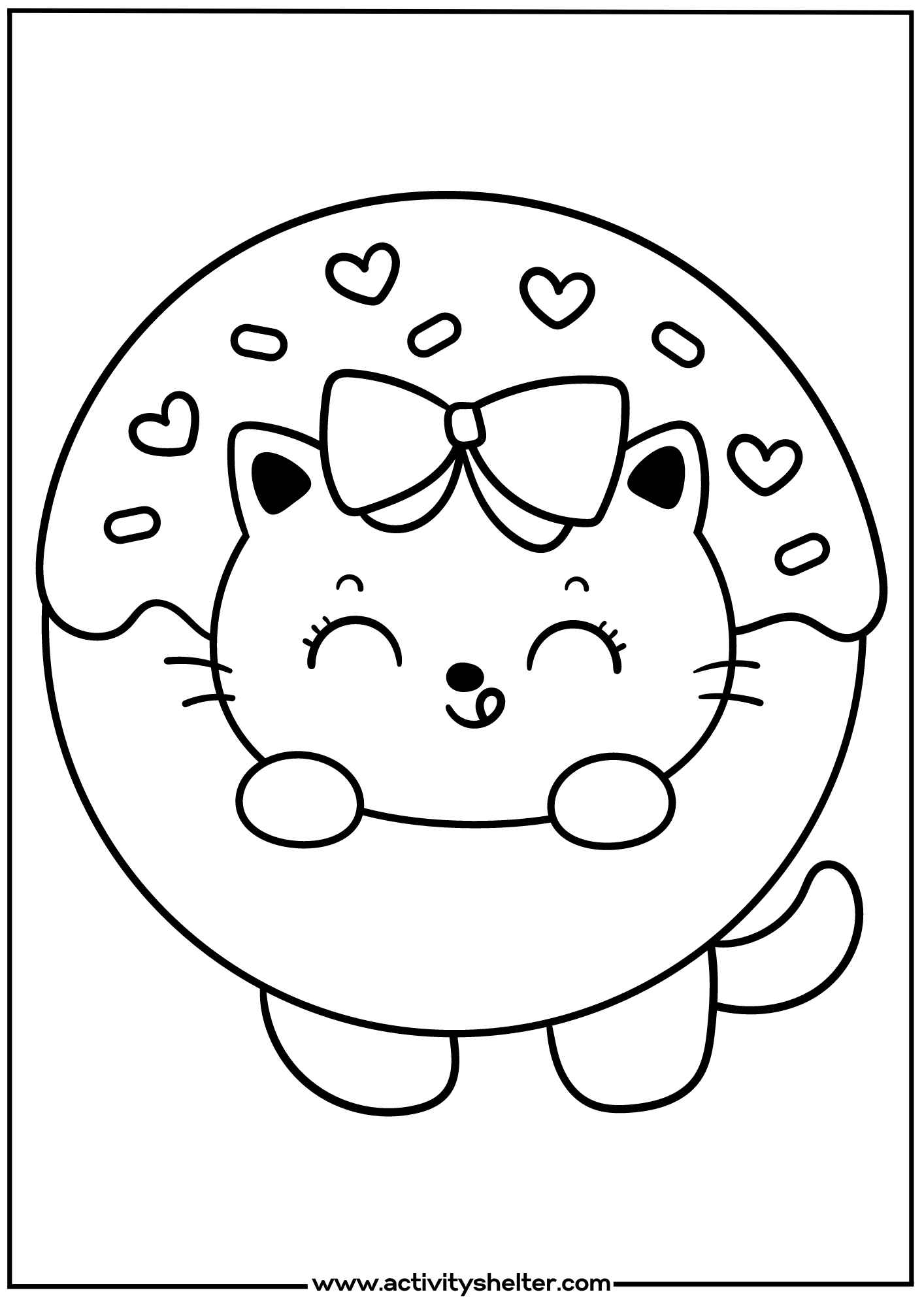 Cute Donut Coloring Page